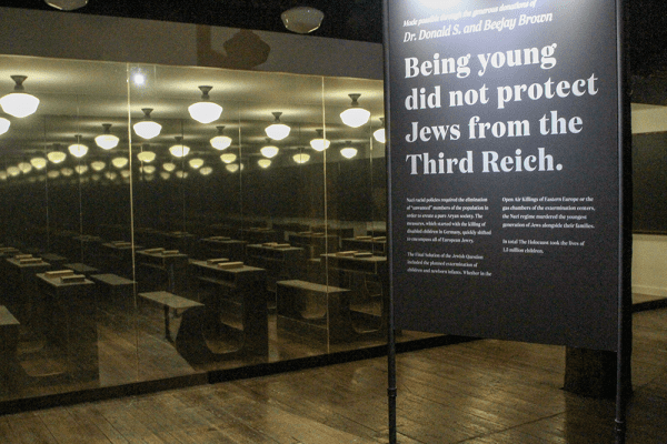 The permanent exhibits at the Museum narrate the complex and sobering history of the Holocaust.  As visitors progress through these exhibits—and chronologically through the events of the Holocaust—they are presented with a glimpse into the systematic destruction of European Jewry and the dangers of intolerance.
